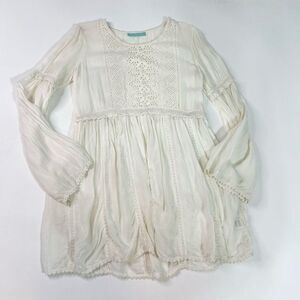 Melissa Odabash Shirt Womens Medium  Peasant Blouse Eyelet White Lace White